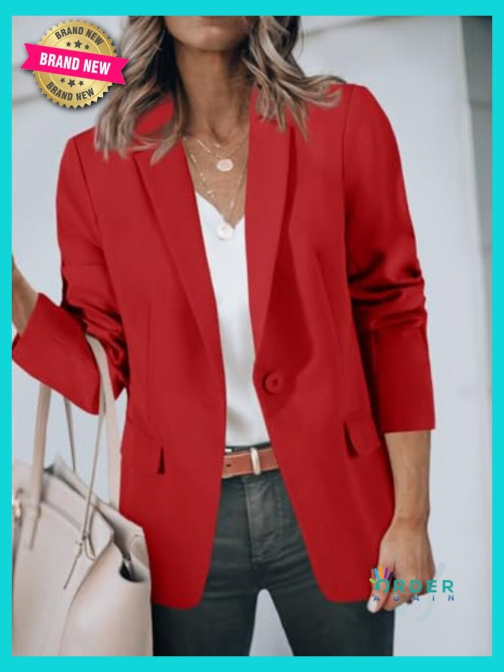Casual Open Front Blazer Long Sleeve Work Office Suit Jacket Blazer View 4